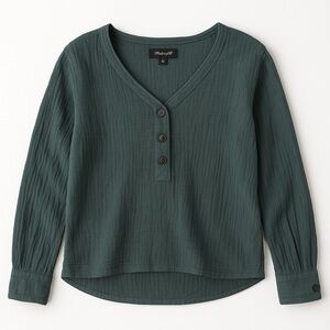 Madewell Forest Green Gauze Long Sleeve Top Size Small